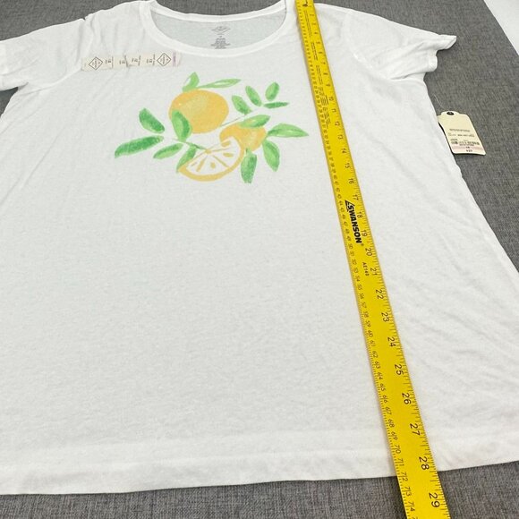 NEW! St Johns Bay lemons T-Shirt Plus 1X Cotton Blend White Round Neck Short Sle - Picture 8 of 11